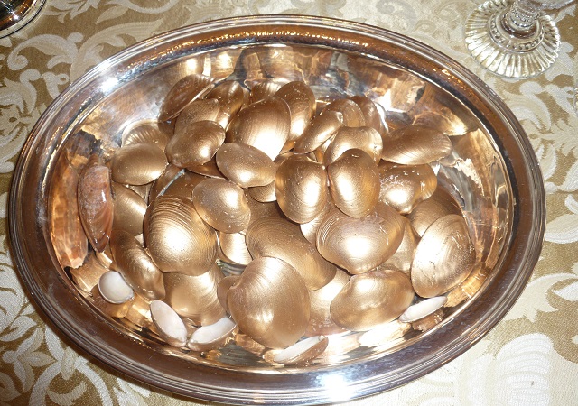 Centrotavola di Natale con telline dorate