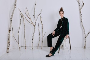 Completo in  velluto verde