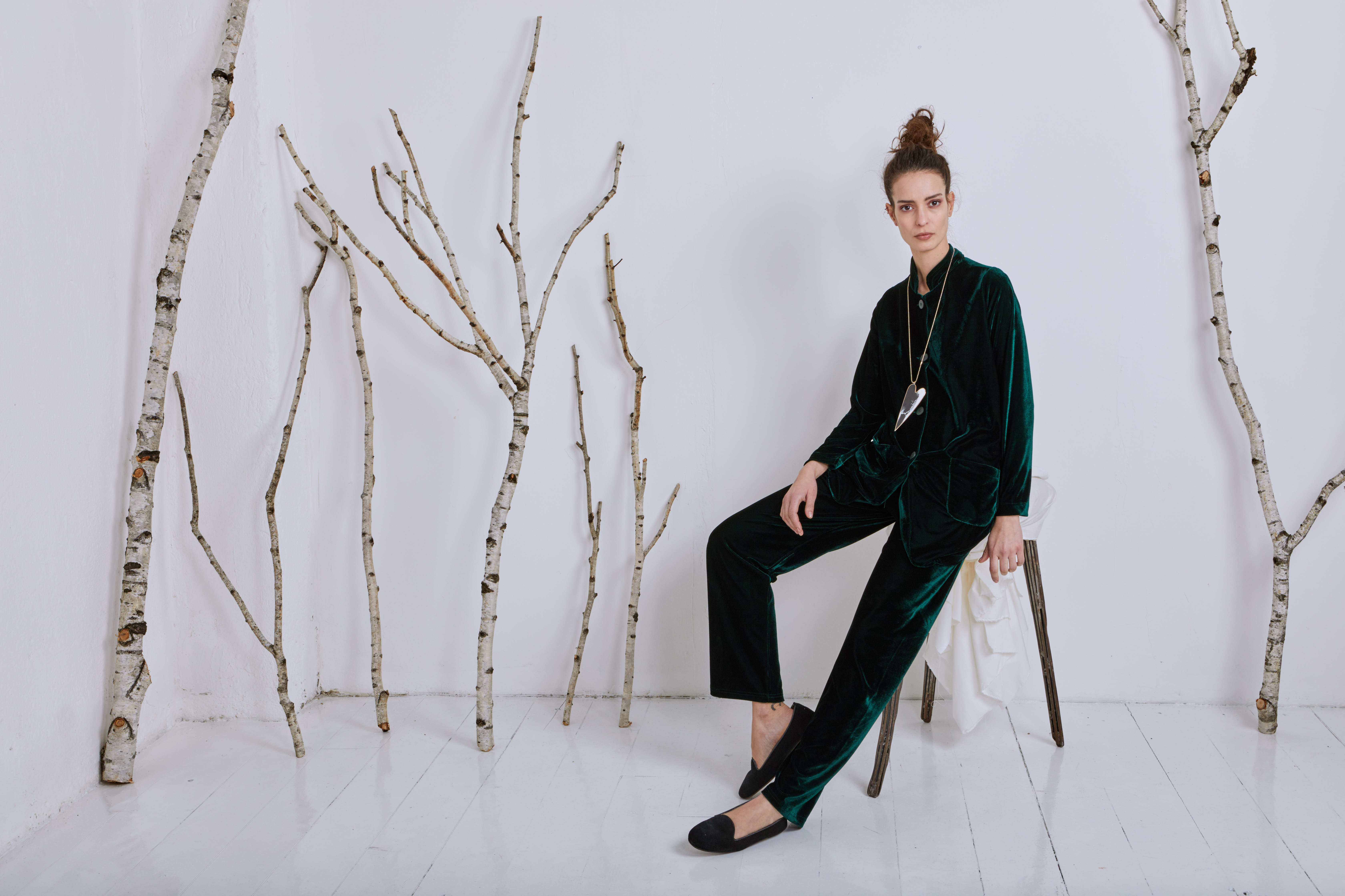 Completo in  velluto verde