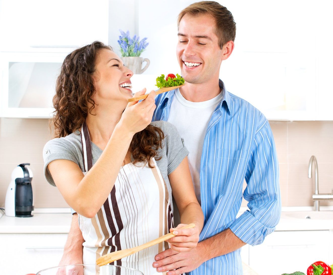 Happy Couple Cooking Together. Dieting. Healthy Food