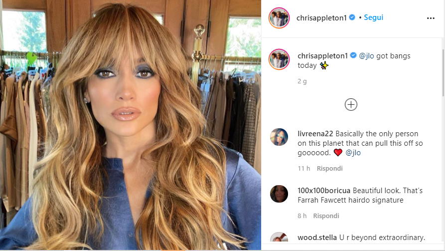 J.Lo si è fatta la frangia oggi!
