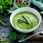 Asparagus soup green soup vegan vegetarian eating dieting healthy food