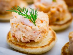 Shrimp Food Cocktail Dill Blinis Canape