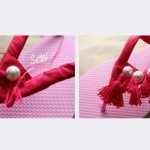 Inizia a cucire le nappine con le perle partendo dal centro, alternando con quelle senza perle.