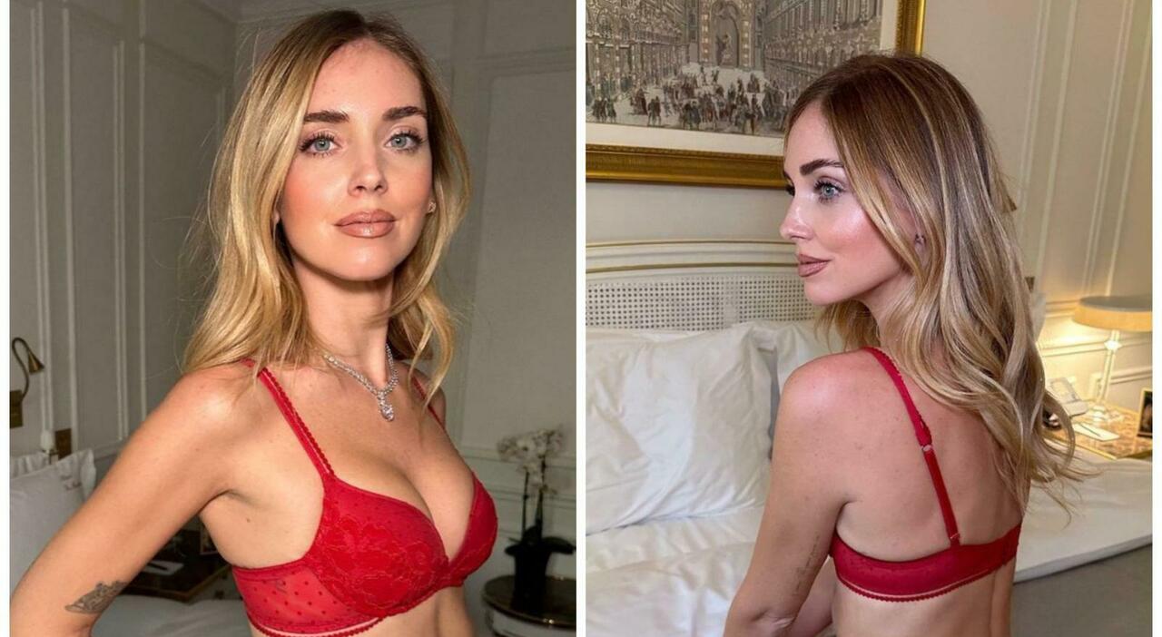 Chiara Ferragni in intimo rosso