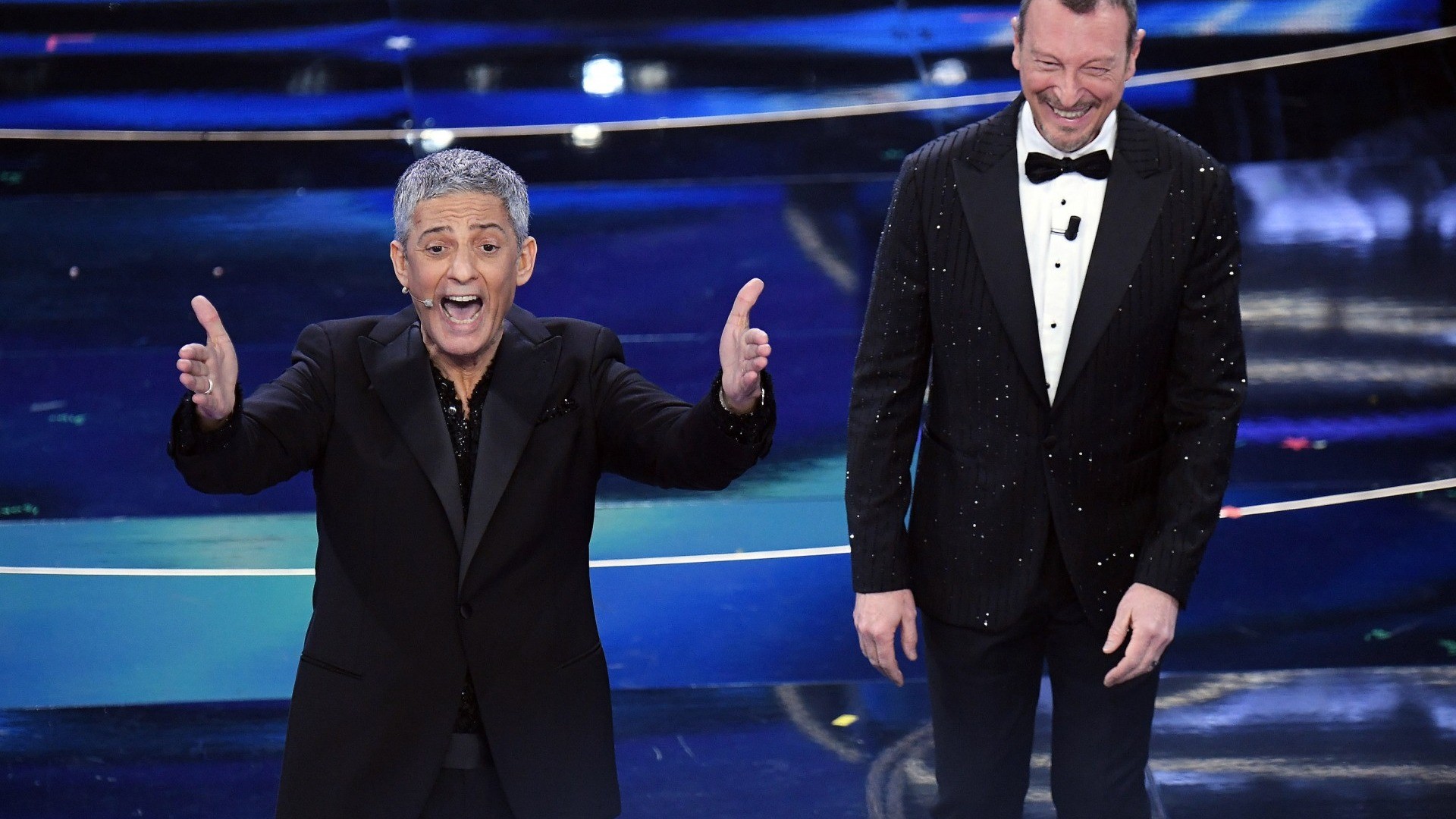 Fiorello e Amadeus a Sanremo.