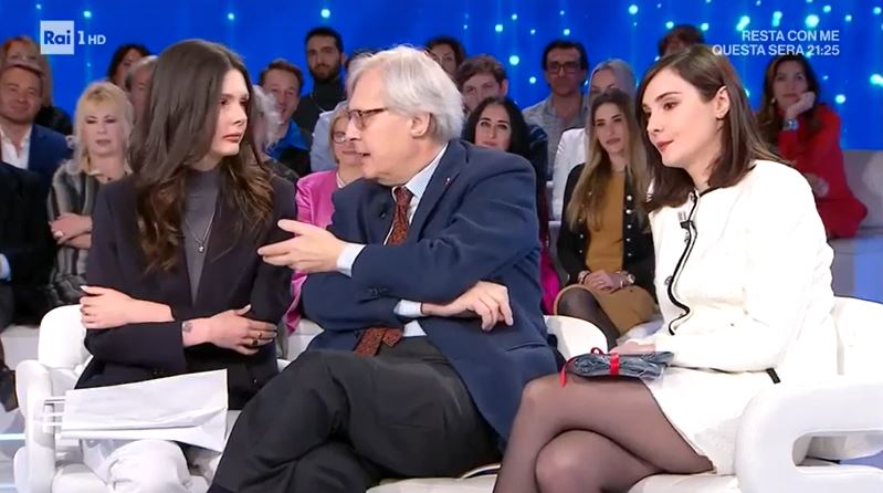 Vittorio Sgarbi con le figlie a Domenica In, prima l'uscita infelice, poi le scuse: cosa ha detto?