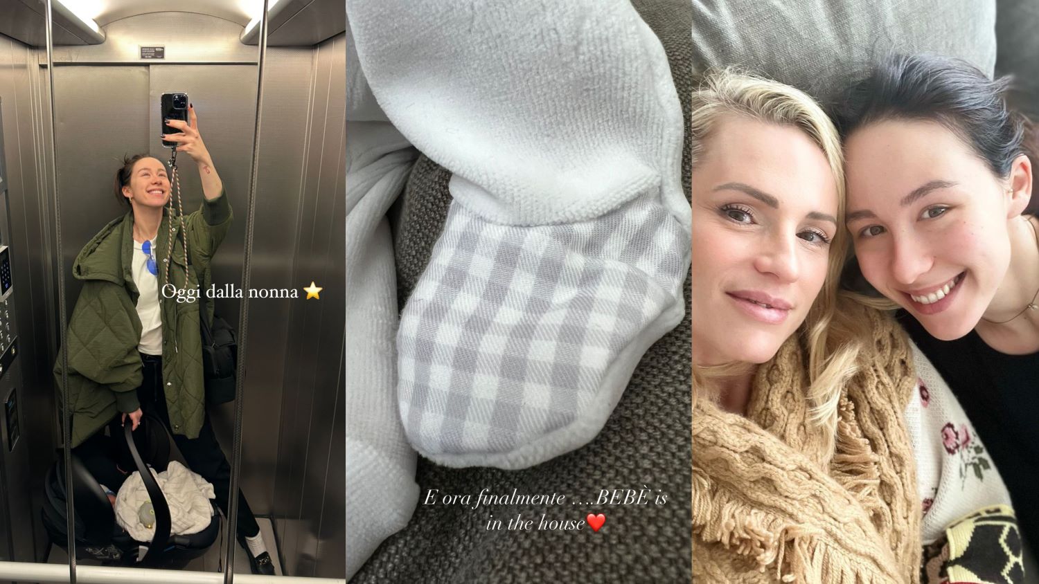 Aurora Ramazzotti con Cesare dalla nonna, la gioia di Michelle: "Finalmente bebè is in the hourse"