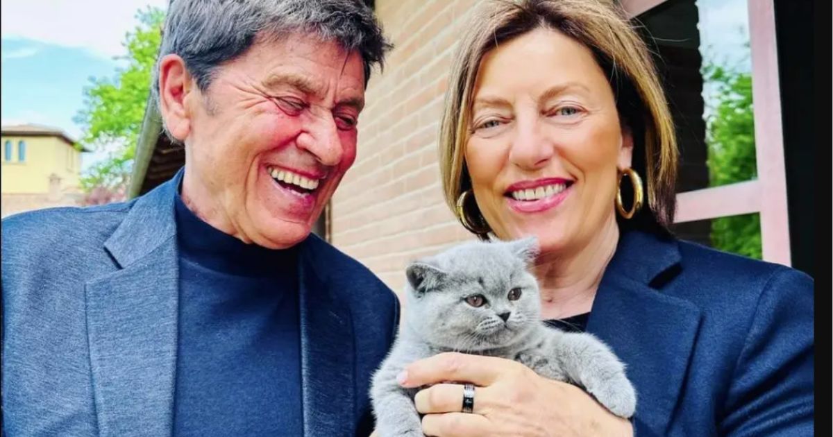 Gianni Morandi e il gattino Lucio.
