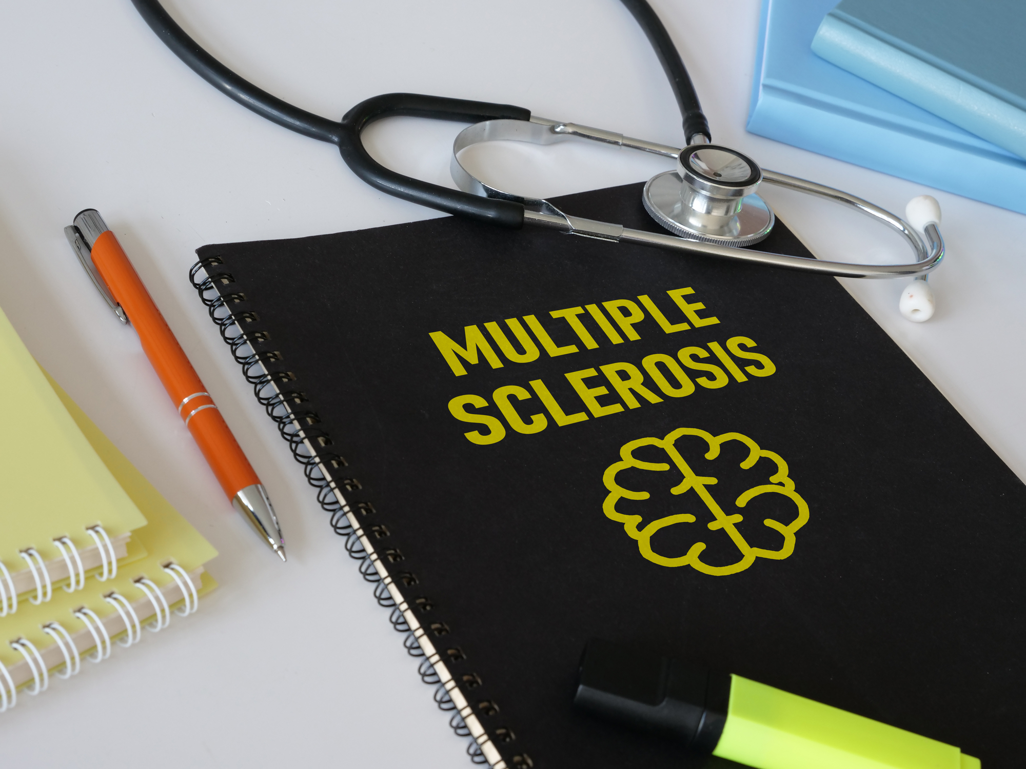 Multiple sclerosis is shown using the text