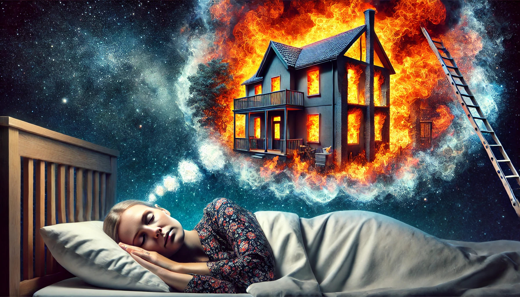 Donna sogna casa a fuoco