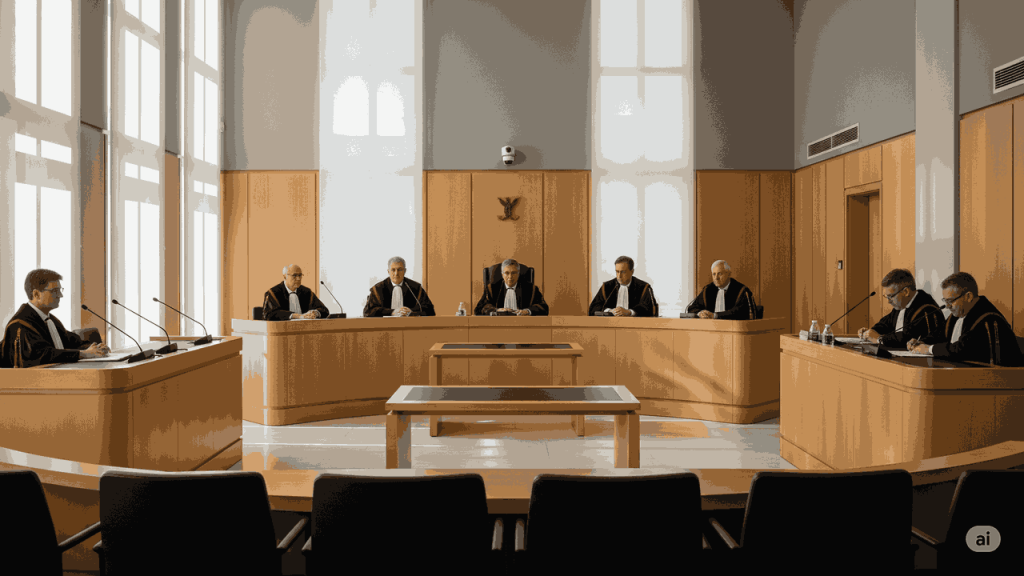 Interno dell’aula della Corte di Cassazione con giudici in toga durante un’udienza
