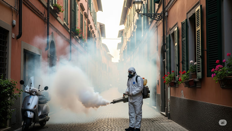 Disinfestazione anti-zanzare in area urbana italiana