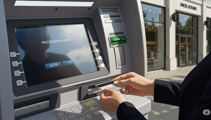 Prelievo davanti a uno sportello bancomat