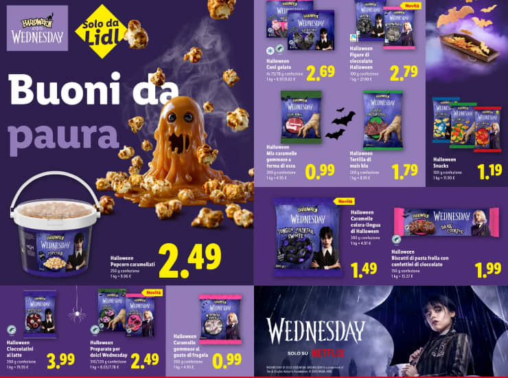 Offerta LIDL Halloween Mercoledì Addams cena_Donnaclick