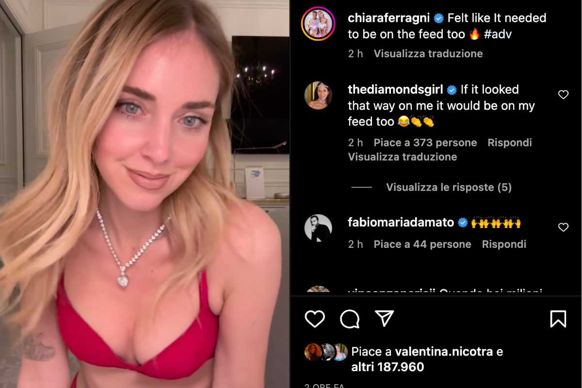 Chiara Ferragni in intimo rosso