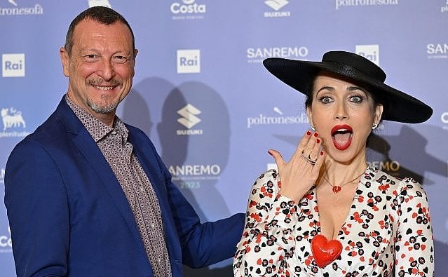 Amadeus e Chiara Francini Sanremo 2023