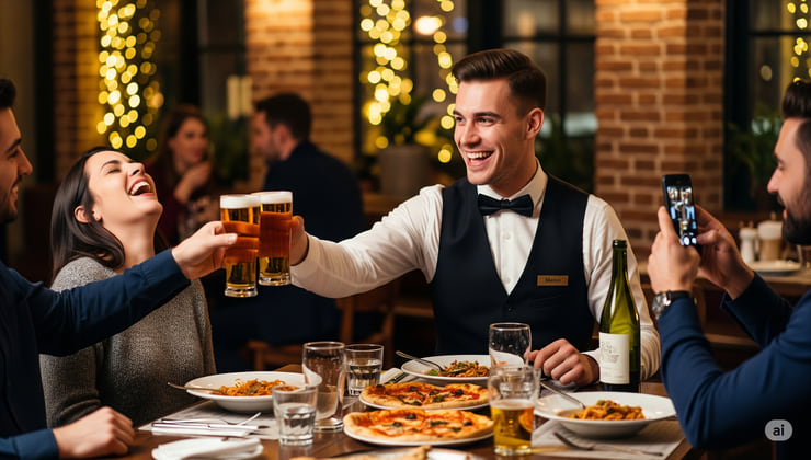 Cameriere visto a festeggiare con amici nel ristorante dove lavora durante un finto giorno di malattia
